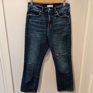 Loft - the straight crop - dark wash 0P NWOT